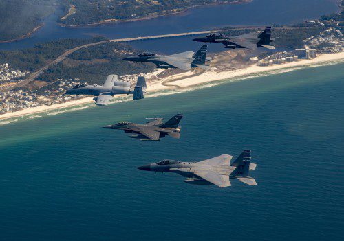 Eglin AFB test fighters fly together for first, last time - Aerotech ...