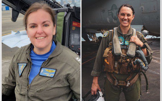 Lt. Cmdr. Lyndsay "Miley" Evans, left, and Lt. Serena "Dug" Wileman. (U.S. Navy photo)