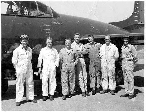 My dad and the flight test crew at Edwards with the Skyknight. (Courtesy photographs)