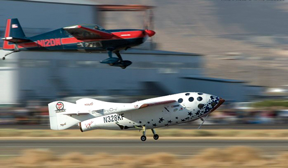 Chuck Coleman flying chase with SpaceShipOne. (Photograph by Mike Massee)