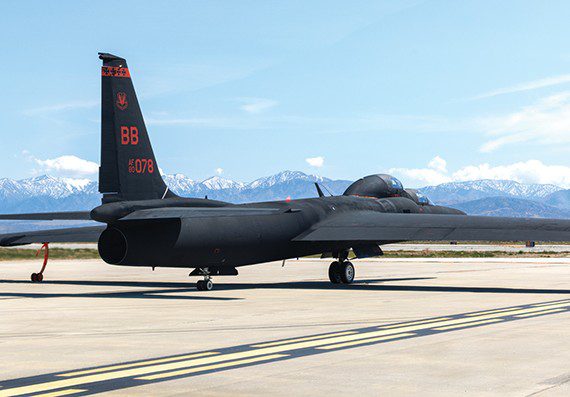 March: Edwards AFB, Calif. — A TU-2S Dragon Lady assigned to the 9th Reconnaissance Wing, Beale Air Force Base, Calif., recently returned to service after nearly two years through the collaboration of the Air Force Life Cycle Management Center, 412th Test Wing at Edwards AFB, Calif., and Lockheed Martin Corporation. Due to special circumstances, the decision was made to perform depot level modifications in place at Beale. However, the aircraft was still required to return to its birthplace at OL Plant 42 to receive its iconic black coating. AFLCMC leads the combined government-industry team for both depot operations and new flight test requirements on the U-2 platform. The 412th Test Wing at Edwards provides flight operations oversight and airfield logistics to ensure all ferry and test sorties are executed safely. (Air Force photograph by C.J. Raterman)