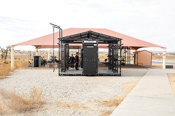 The Air Force Service Center selected Edwards Air Force Base, Calif., to test an outdoor fitness pavilion to encourage health-related fitness, including cardiovascular endurance, muscular development, flexibility, and body composition. If the pavilion’s utilization is approved locally, it may be replicated to other bases across the nation. The pavilion measures 24 by 16 feet and can accommodate 60 individuals at a time. It was installed next to the outdoor High Intensity Interval Training structure, on the west side of the Rosburg Fitness Center. (Air Force photographs by Laisa Leao)